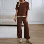 Women's Casual Two-Piece Set with Wide Cut and Gold Accents