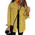 Casual Denim Shirt with Frayed Hems and Chest Pockets