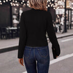 Women's Elegant Cropped Jacket with Gold Decorative Buttons