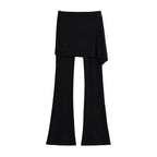Women's Flared Pants with Asymmetric Overlay