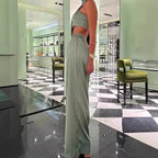 Women's Elegant Two-Piece Set with Asymmetric Top and Wide-Leg Pants