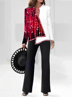 Elegant Statement Jacket with Asymmetric Cut and Sparkling Details