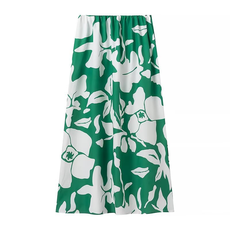 Women's Floral Maxi Skirt with Elastic Waistband