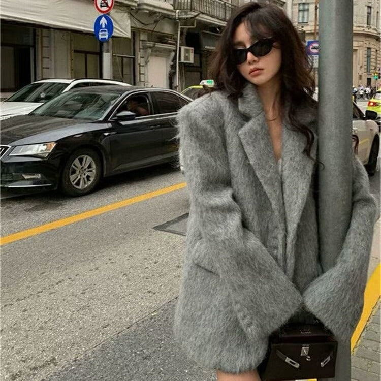 Elegant Velour Jacket with Classic Button Details