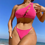 Women's Asymmetrical Bikini with Trendy Buckles