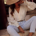 Women's Blouse with Artistic Embroidery and Volume Sleeves