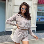 Women's Cropped Hoodie Set with Elastic Waistband