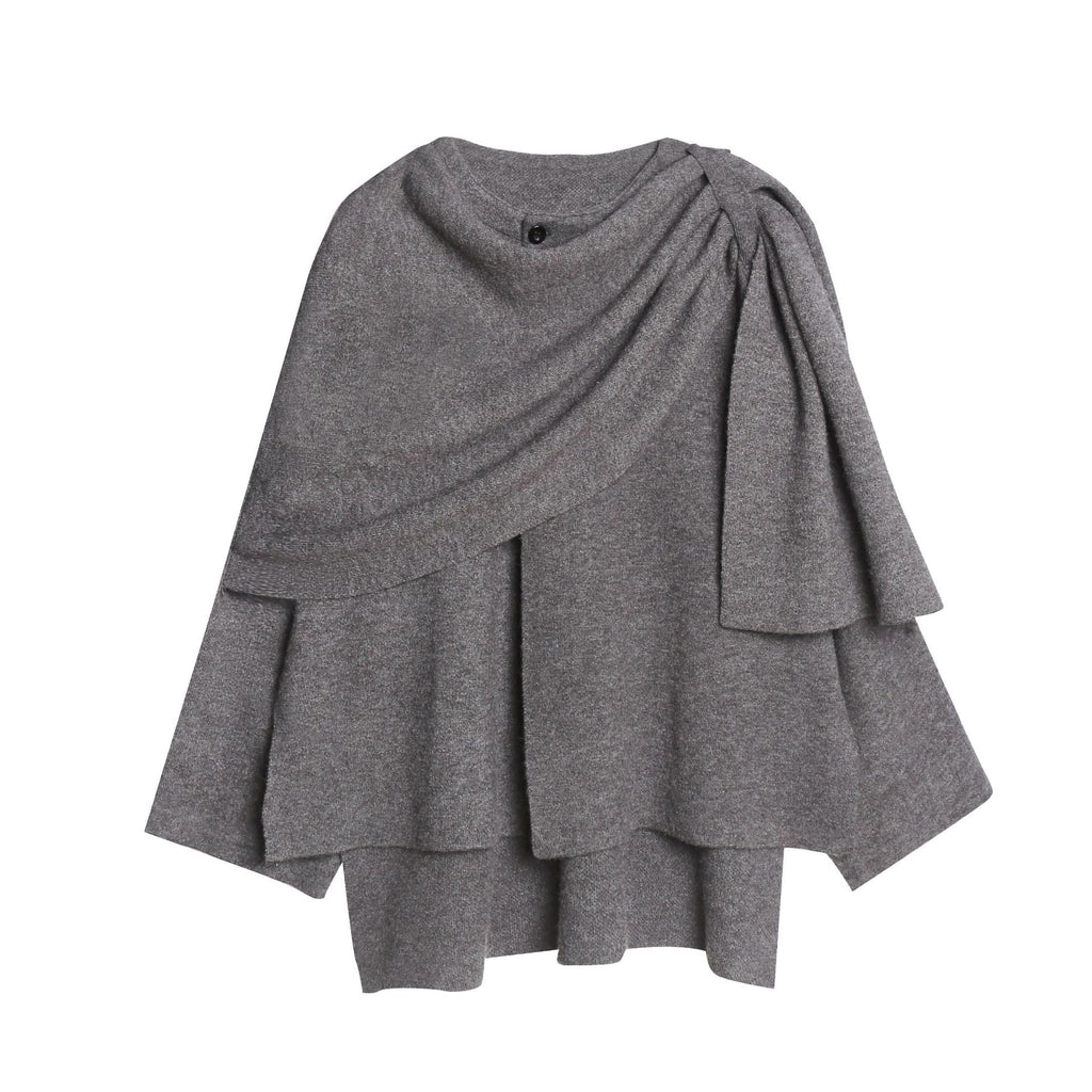 Cozy Knit Poncho with Refined Draping