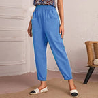 Women's Comfortable Casual Cargo Pants with Elastic Waist and Pockets