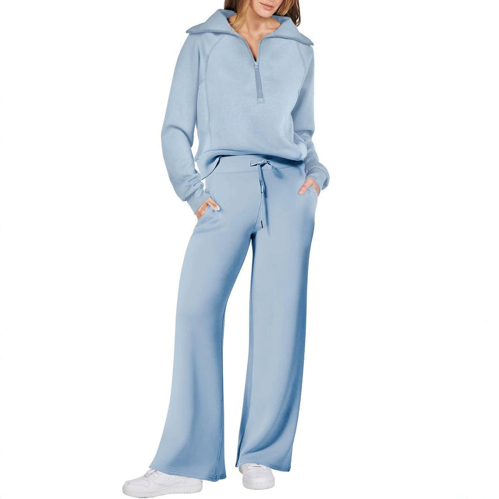 Elegant Women's Leisure Set with High Neck