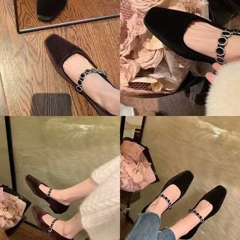 Women's Ballet Flats with Strap and Embellishments