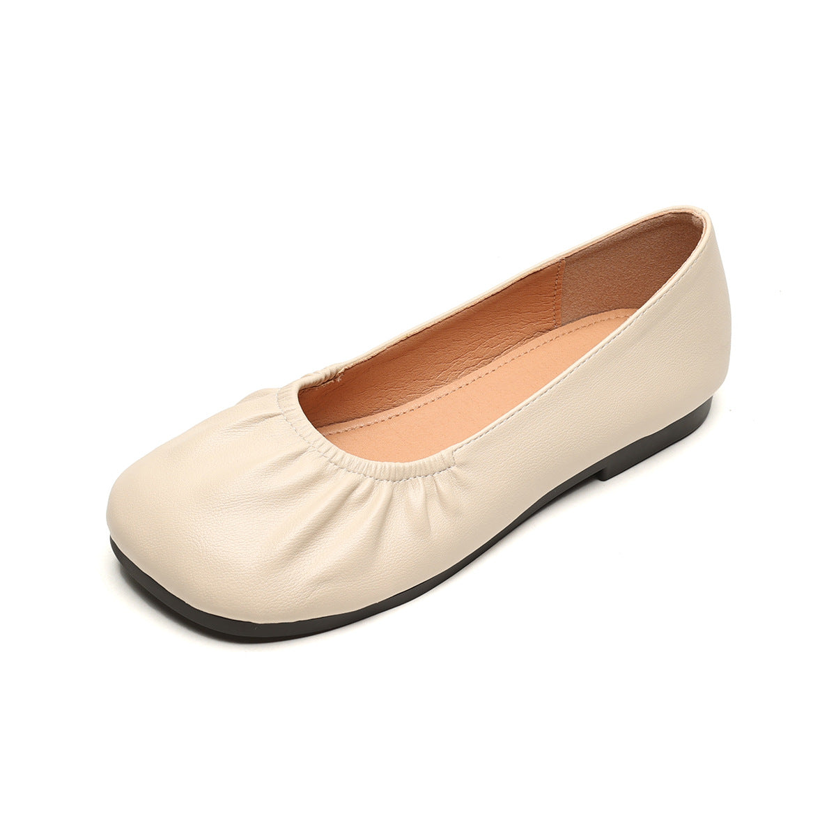 Women's Ballet Flats with Elastic Pleated Design and Comfortable Insole