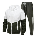Men's Two-Piece Training Set with Hooded Windbreaker and Tapered Jogging Pants