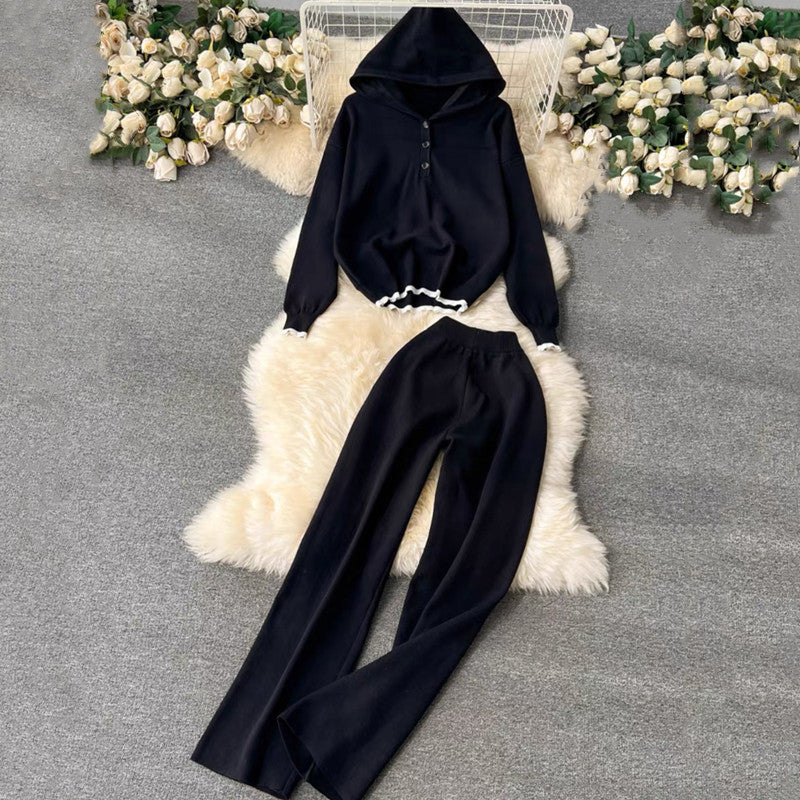 Women's Comfortable Lounge Set with Hood and Casual Cut