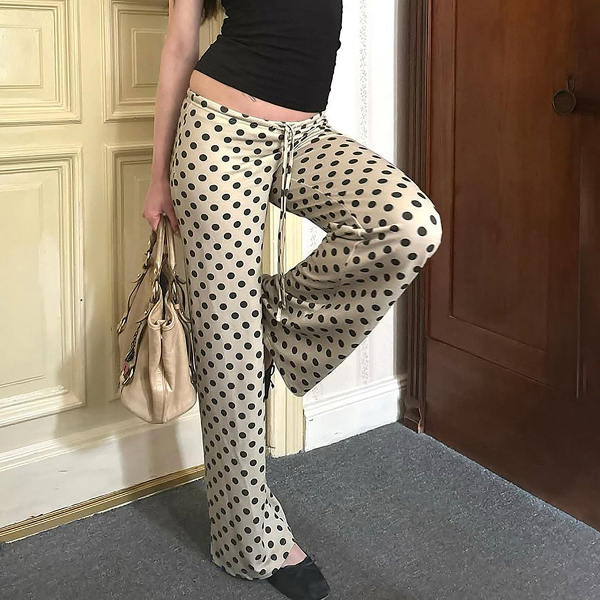 Women's Polka Dot Flared Pants