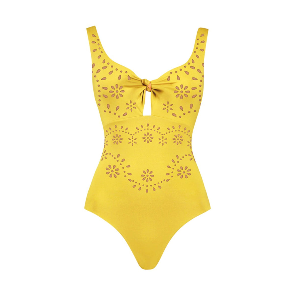 Women's Swimsuit and Skirt Set with Floral Cut-Out Design