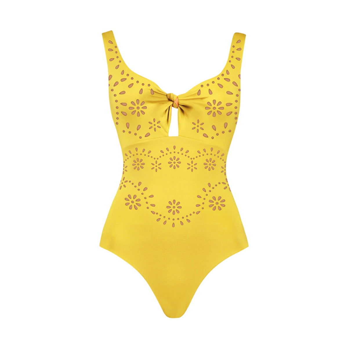 Women's Swimsuit and Skirt Set with Floral Cut-Out Design