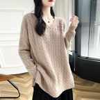 Women's Chunky Knit Sweater with V-Neck and Casual Fit