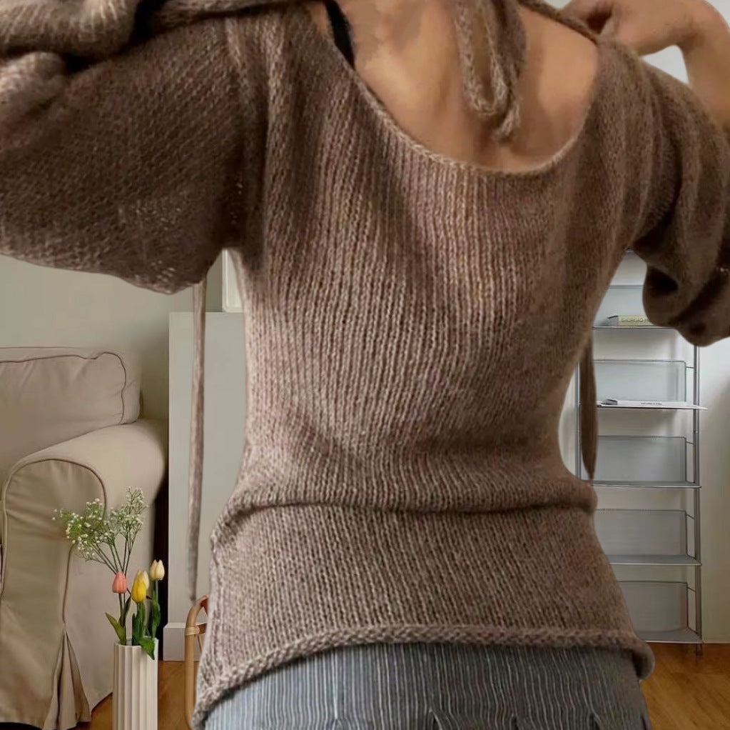 Women's Elegant Fine Knit Sweater with Casual Cut and Crew Neck