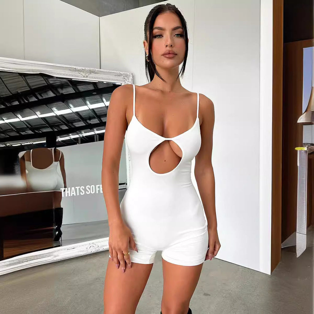 Women's Form-Fitting Jumpsuit with Cut-Out and Spaghetti Straps