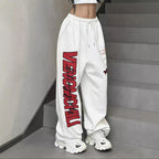 Women's Baggy Pants with Graphic Print and Elastic Waistband