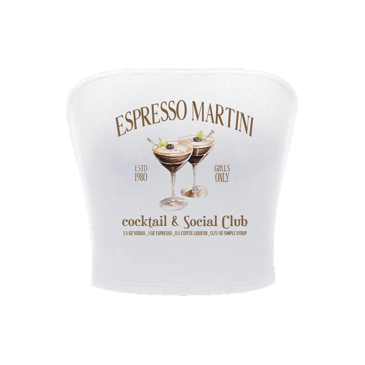 Women's Bandeau Top with Espresso Martini Print