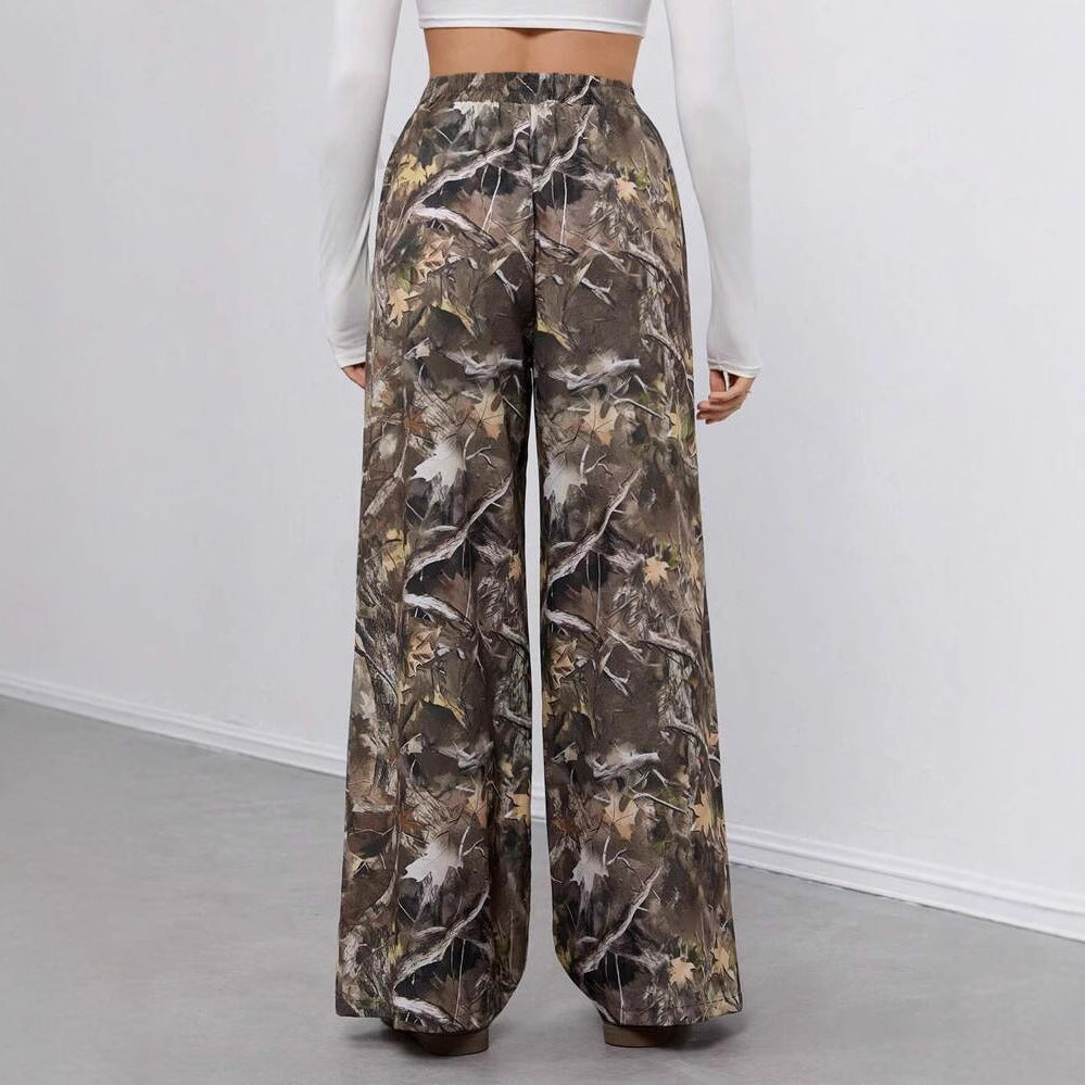 Women's Casual Palazzo Pants in Modern Camouflage