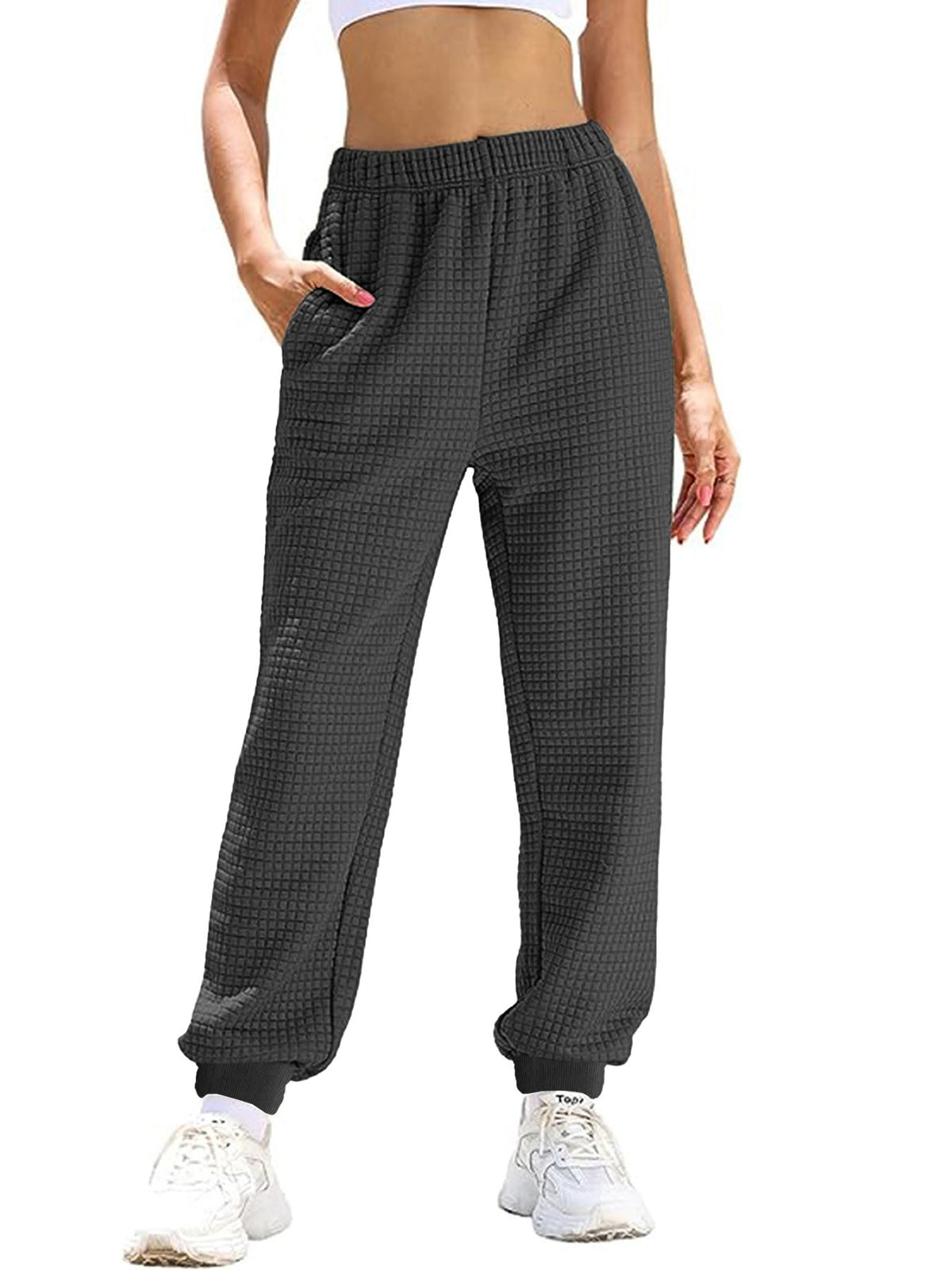 Women's Casual Pants with Elastic Waist and Practical Pockets
