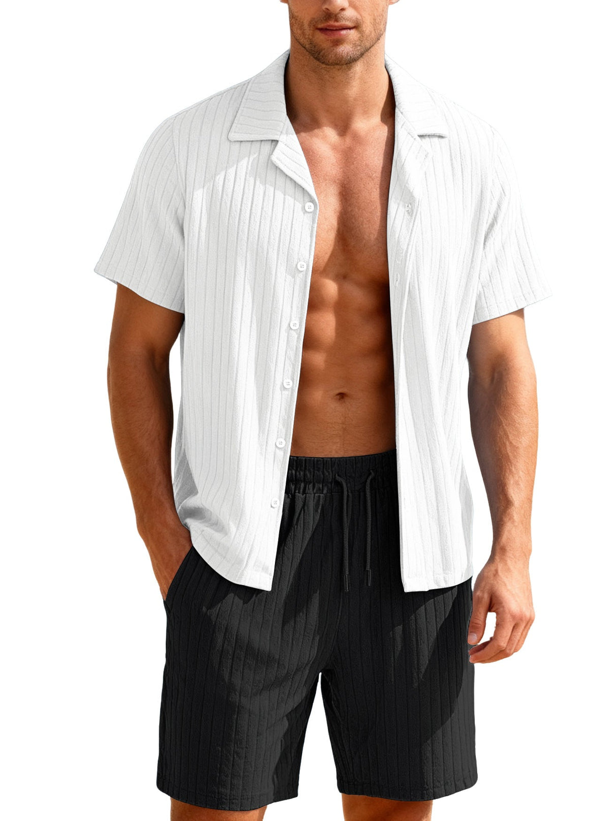 Men's Ribbed Fine Knit Lounge Set