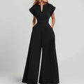 Elegant Women's Wide-Leg Jumpsuit with Shawl Collar
