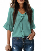 Ruffled V-Neck Blouse