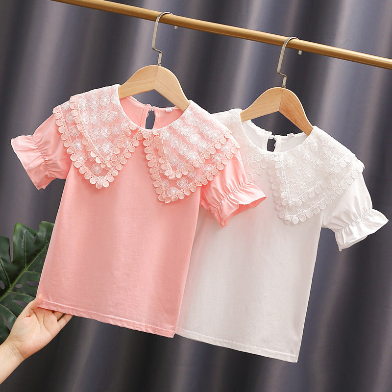 Women's Blouse with Voluminous Collar and Casual Puff Sleeves