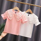 Women's Blouse with Voluminous Collar and Casual Puff Sleeves