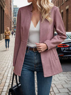 Women's Elegant Blazer with Honeycomb Texture and Tailored Cut