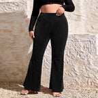 Women's Flared Pants with Elegant Ribbed Texture