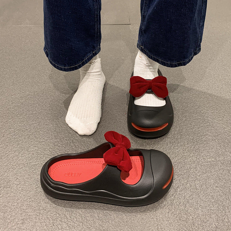 Women's Ballet Flats with Bow Detail and Non-Slip Sole