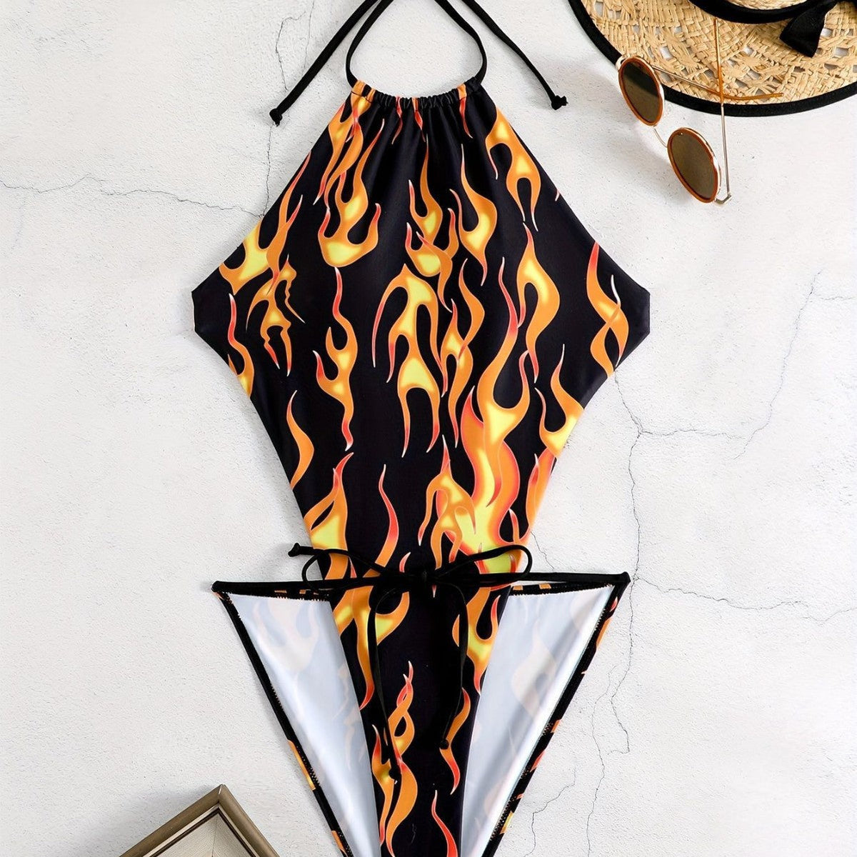 Women's Swimsuit with Fiery Motifs