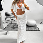 Women's Crocheted Crop Top and Maxi Skirt Set
