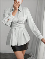 Women's Fashionable Shirt Blouse with Belt