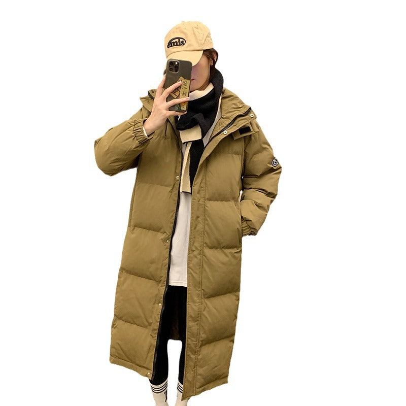 Women's Long Insulated Winter Jacket with Hood and Inner Pockets