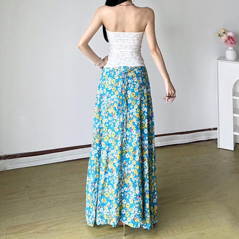 Women's Bandeau Top with Floral Pattern and Braided Detail