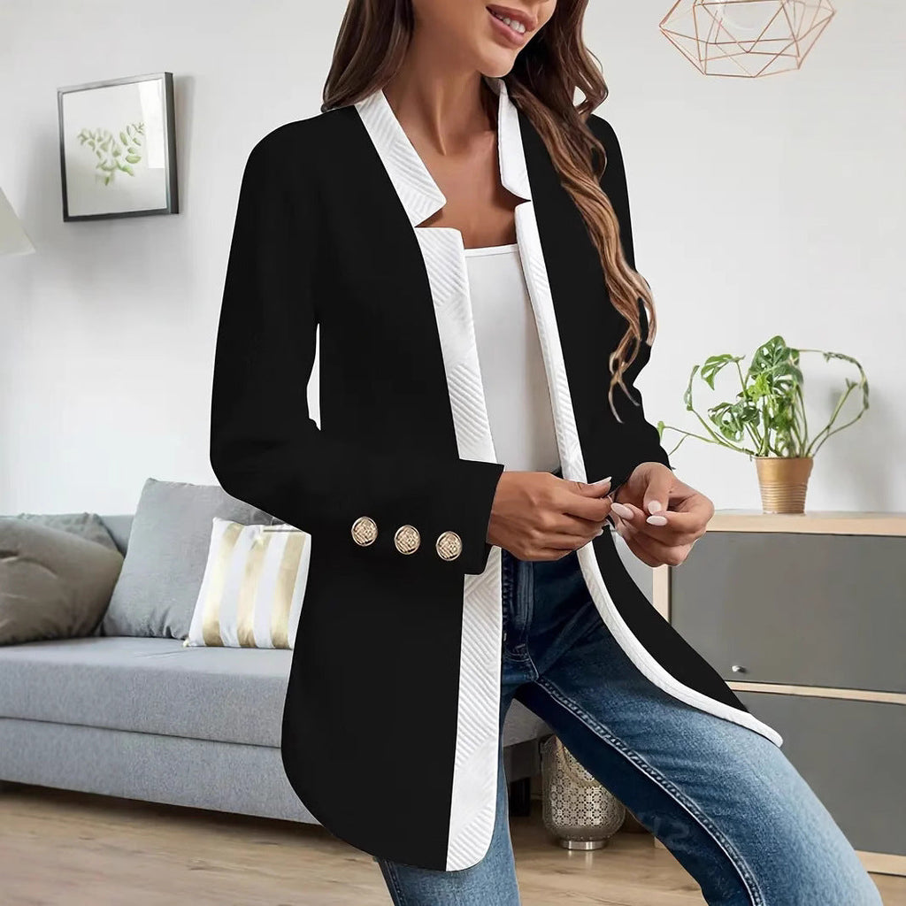 Women's Elegant Chic Blazer Jacket with Contrast Details
