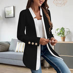 Women's Elegant Chic Blazer Jacket with Contrast Details