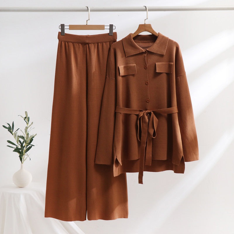 Women's Comfortable Two-Piece Set with Tie Detail and Casual Fit