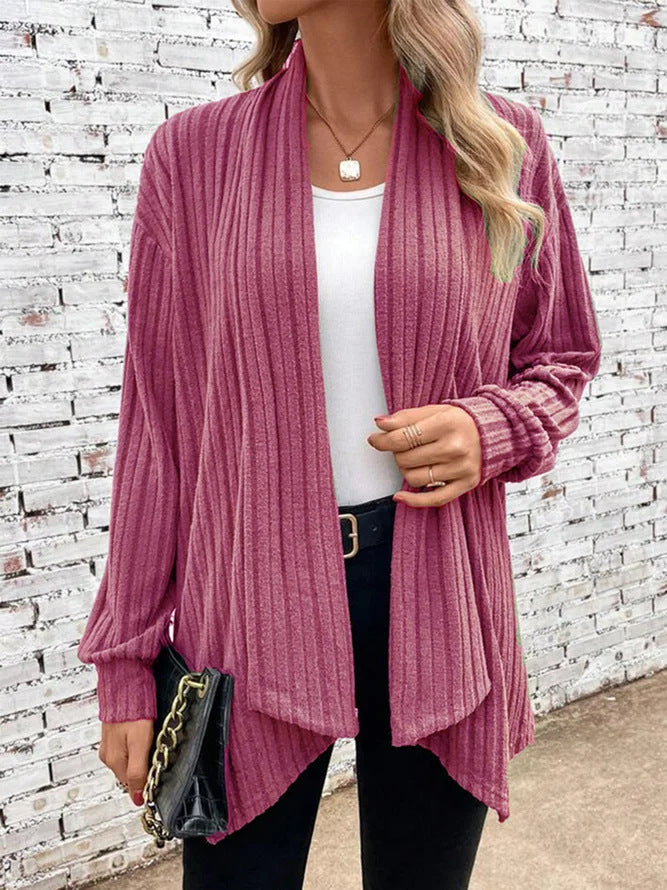 Women's Trendy Cardigan with Textured Design and Open Cut