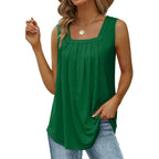 Sleeveless Blouse Top with Pleats