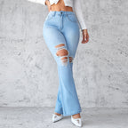 Women's Flared Jeans with Distressed Details