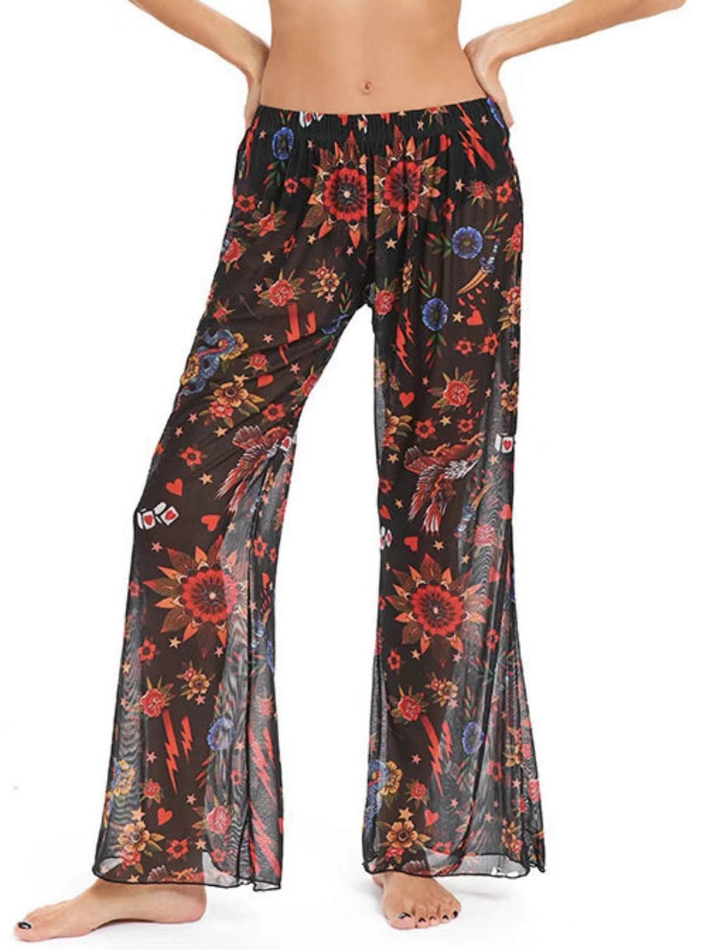 Women's Elegant Floral Print Beach Pants