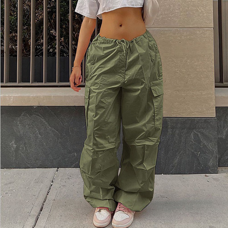 Women's Comfortable Cargo Pants with Elastic Waistband and Pockets