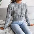 Women's Chunky Knit Sweater with Textured Cable Pattern and Fitted Cut